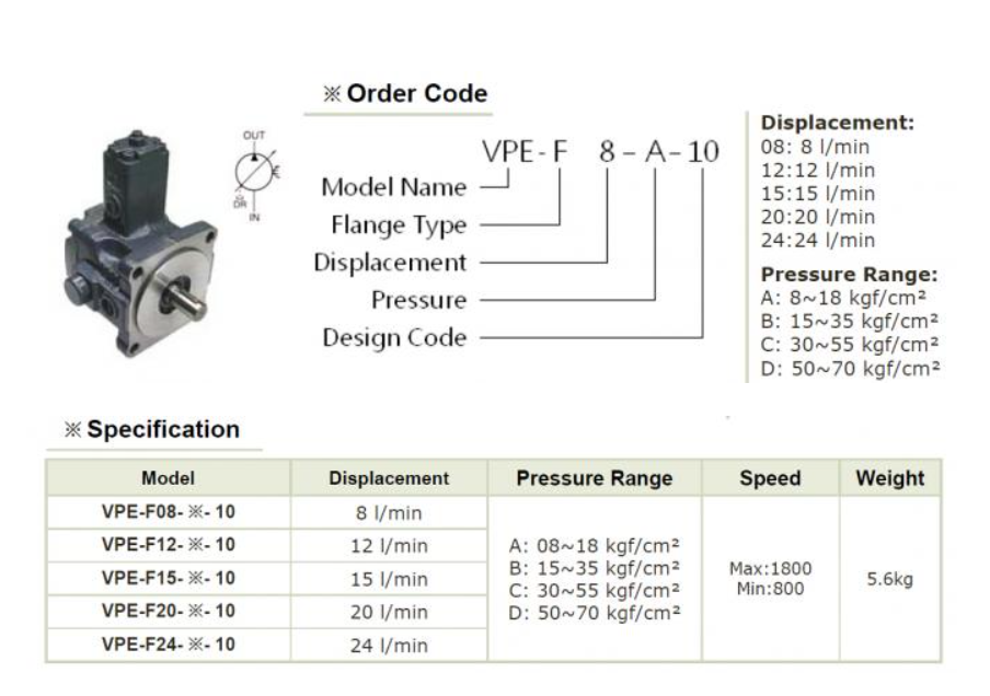 VPE-F35-D-10 YEOSHE Hydraulic Variable Vane Pump